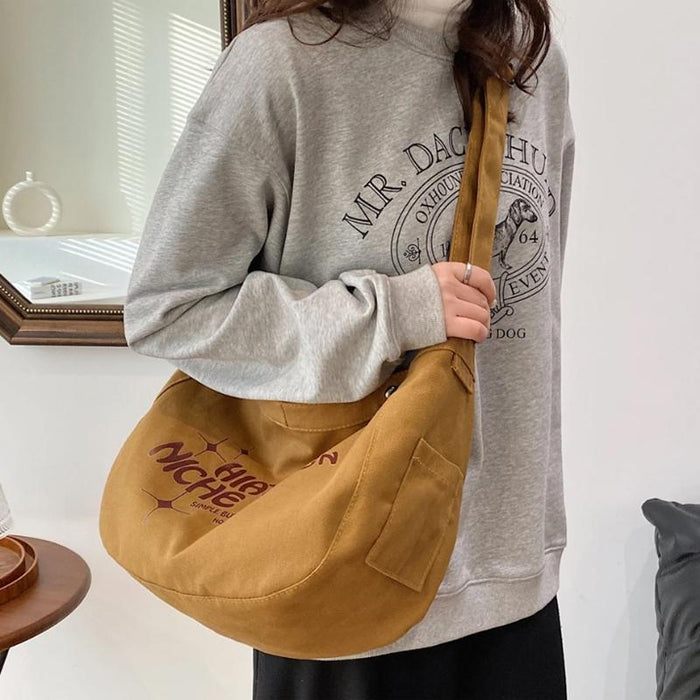 Printed Letter Canvas Tote For Women Spacious & Casual