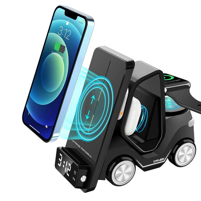 5 In 1 Car Desktop Alarm Clock With Wireless Charging