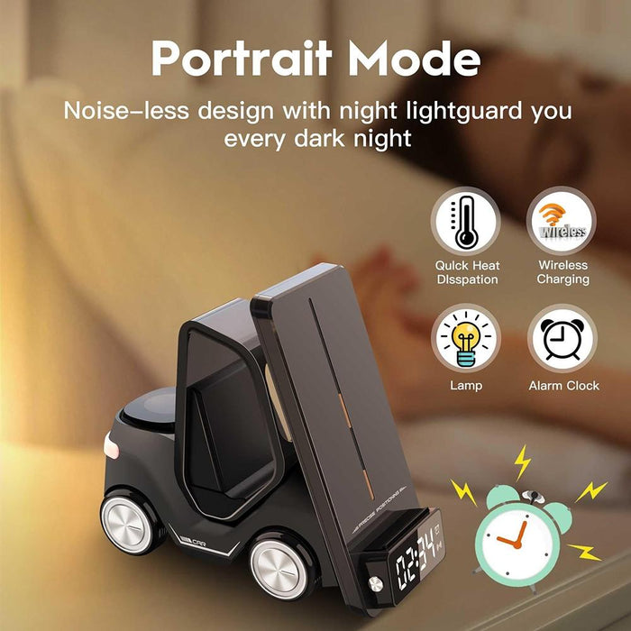 5 In 1 Car Desktop Alarm Clock With Wireless Charging