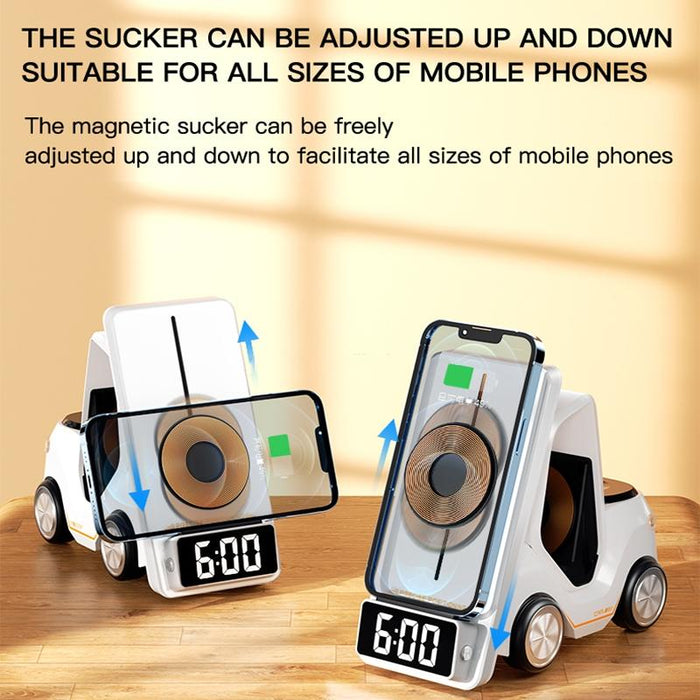5 In 1 Car Desktop Alarm Clock With Wireless Charging