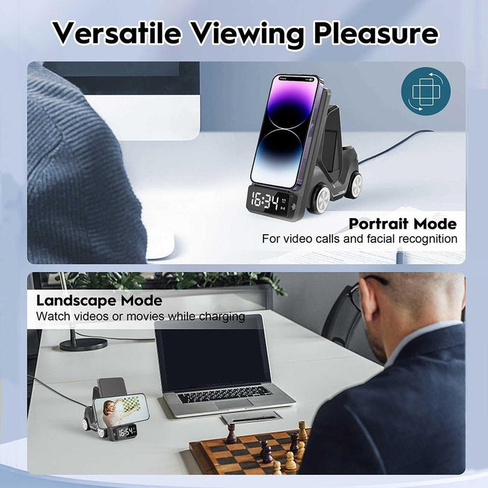 5 In 1 Car Desktop Alarm Clock With Wireless Charging