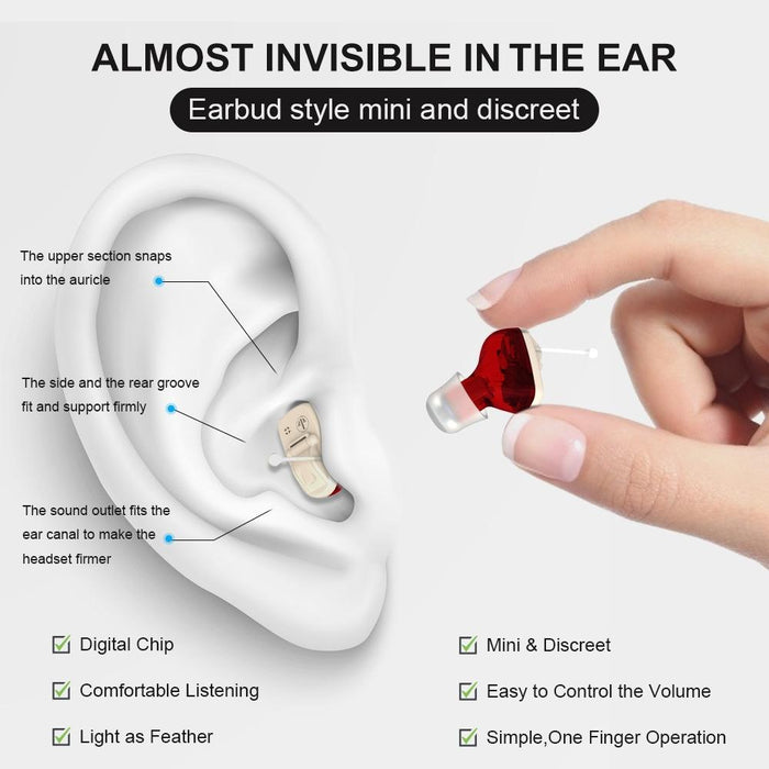 1Pair In Ear Hearing Aid For Elderly & Hearing Impaired