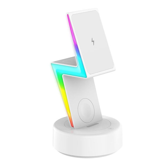 3 In 1 Rgb Light Magnetic Phone Holder With Wireless Charging