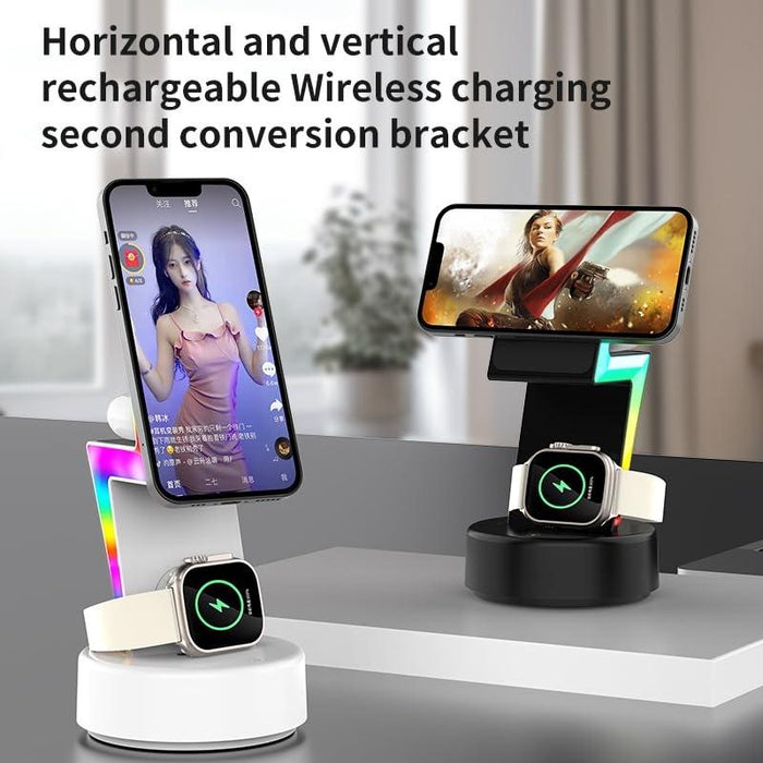 3 In 1 Rgb Light Magnetic Phone Holder With Wireless Charging