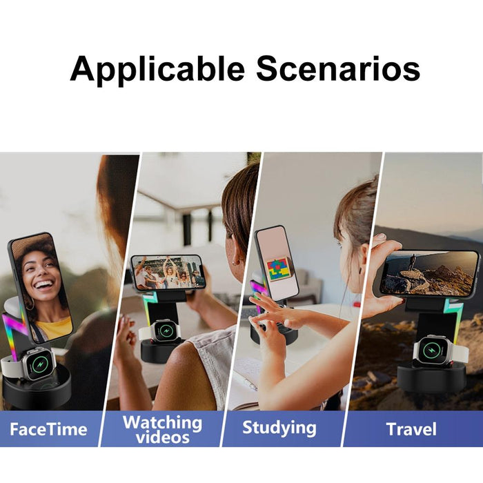 3 In 1 Rgb Light Magnetic Phone Holder With Wireless Charging