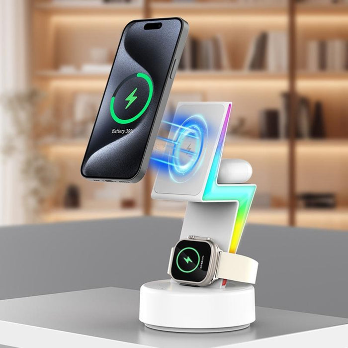3 In 1 Rgb Light Magnetic Phone Holder With Wireless Charging