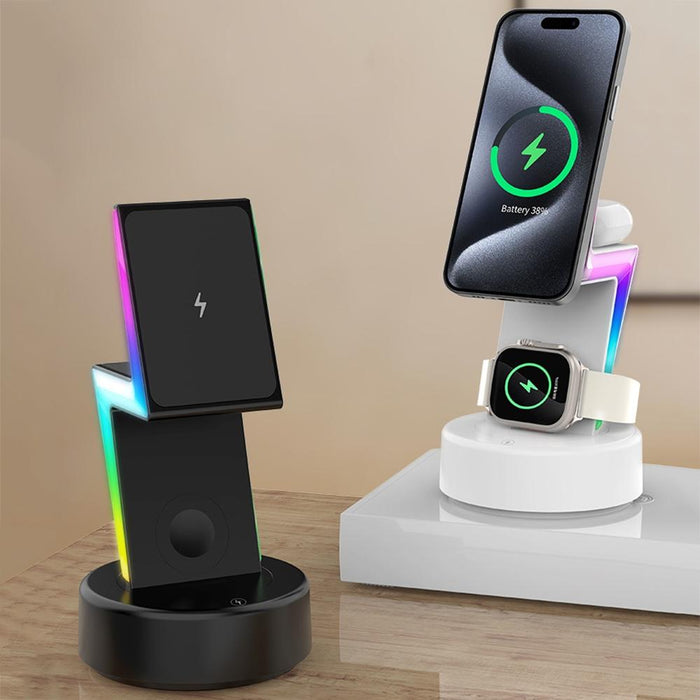 3 In 1 Rgb Light Magnetic Phone Holder With Wireless Charging