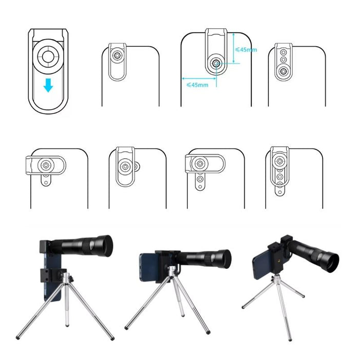 38X Mobile Phone Telephoto Lens Set Monocular Telescope With Tripod