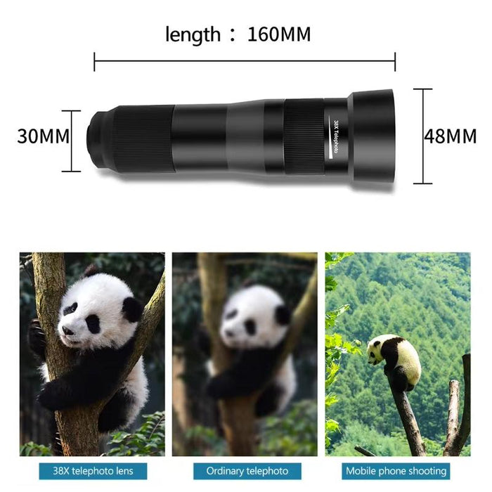 38X Mobile Phone Telephoto Lens Set Monocular Telescope With Tripod