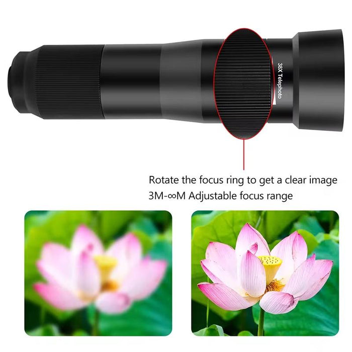 38X Mobile Phone Telephoto Lens Set Monocular Telescope With Tripod