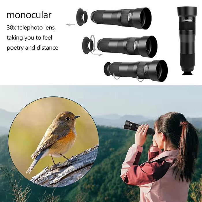 38X Mobile Phone Telephoto Lens Set Monocular Telescope With Tripod