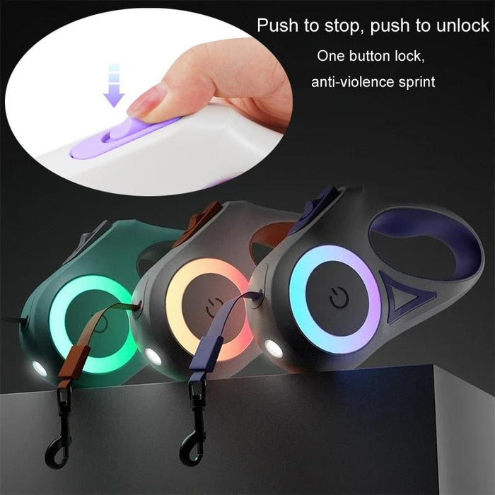 Automatic Retractable Led Dog Leash 3M Green