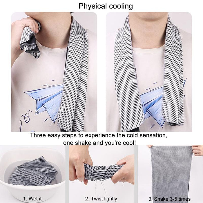 Sports Towel Set Travel Portable Quick Dry Cold Feeling Towel With Silicone Sleeve Storage Bag - Size 30X80Cm