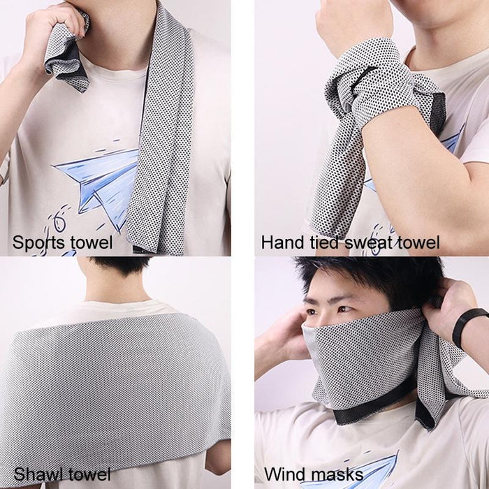 Sports Towel Set Travel Portable Quick Dry Cold Feeling Towel With Silicone Sleeve Storage Bag - Size 30X80Cm