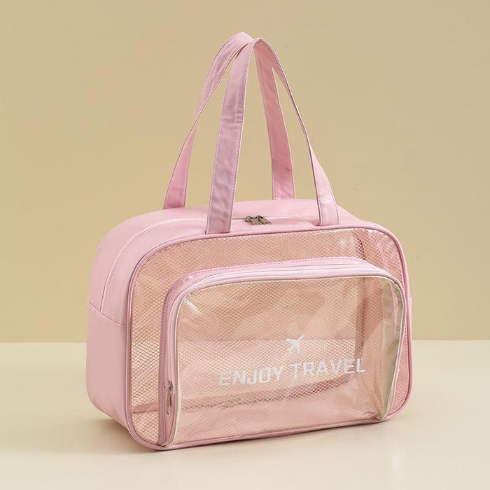 Beige Waterproof Beach Bag For Toiletries Cosmetics L For Swimming Travel