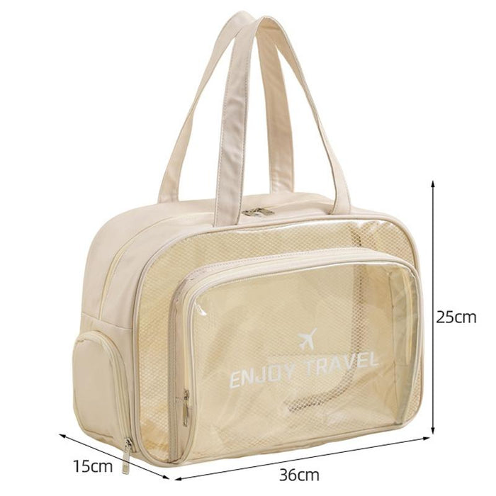 Beige Waterproof Beach Bag For Toiletries Cosmetics L For Swimming Travel