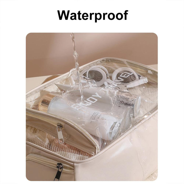 Beige Waterproof Beach Bag For Toiletries Cosmetics L For Swimming Travel