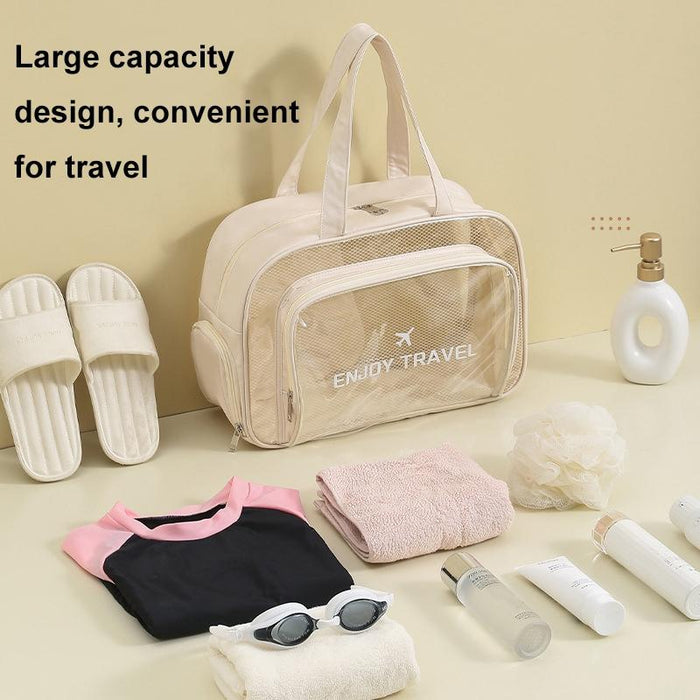 Beige Waterproof Beach Bag For Toiletries Cosmetics L For Swimming Travel