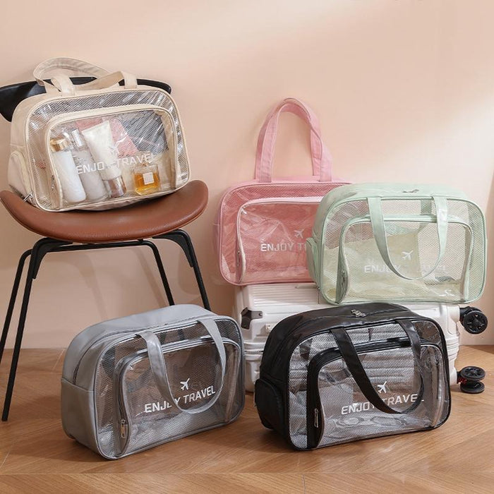 Beige Waterproof Beach Bag For Toiletries Cosmetics L For Swimming Travel