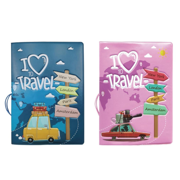 Cartoon Map Couple Passport Cover Travel Holder