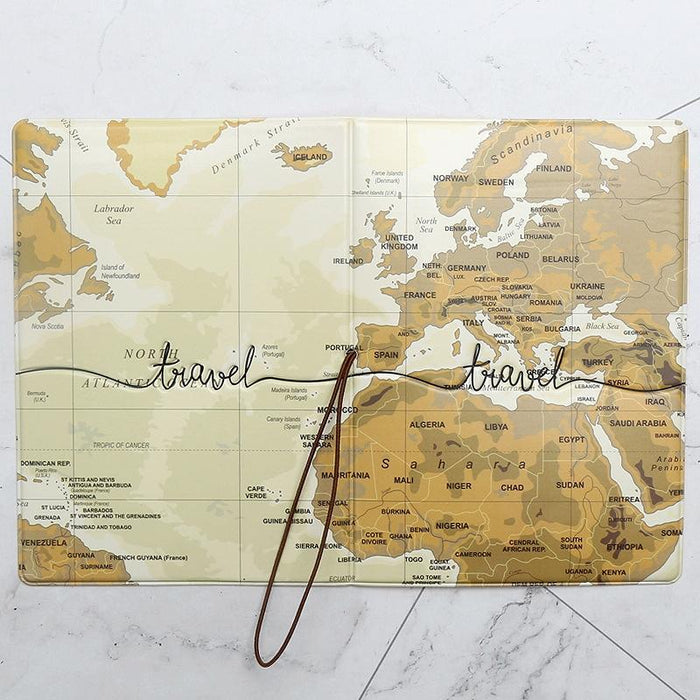 Passport Cover For Travel Abroad 3D Map Design
