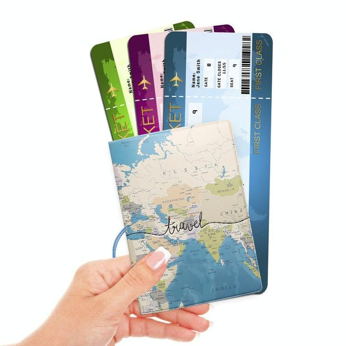 Passport Cover For Travel Abroad 3D Map Design