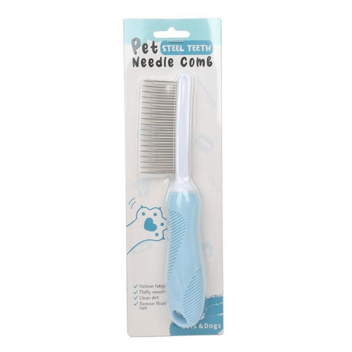 Pet Grooming Comb For Cats And Dogs Long And Short Teeth Blue