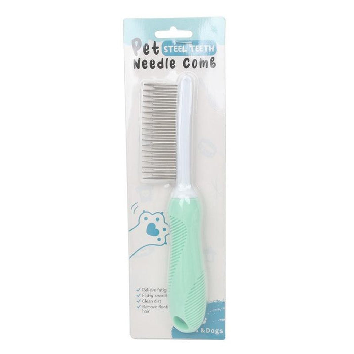 Pet Grooming Comb For Cats And Dogs Long And Short Teeth Blue