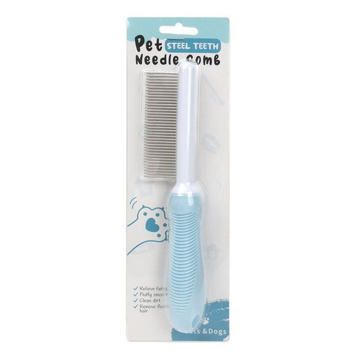 Pet Grooming Comb For Cats And Dogs Long And Short Teeth Blue