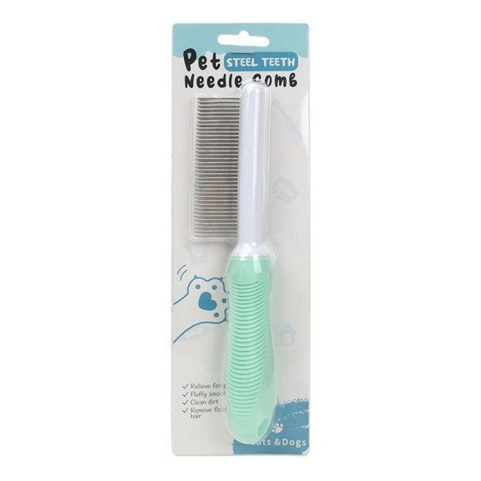 Pet Grooming Comb For Cats And Dogs Long And Short Teeth Blue