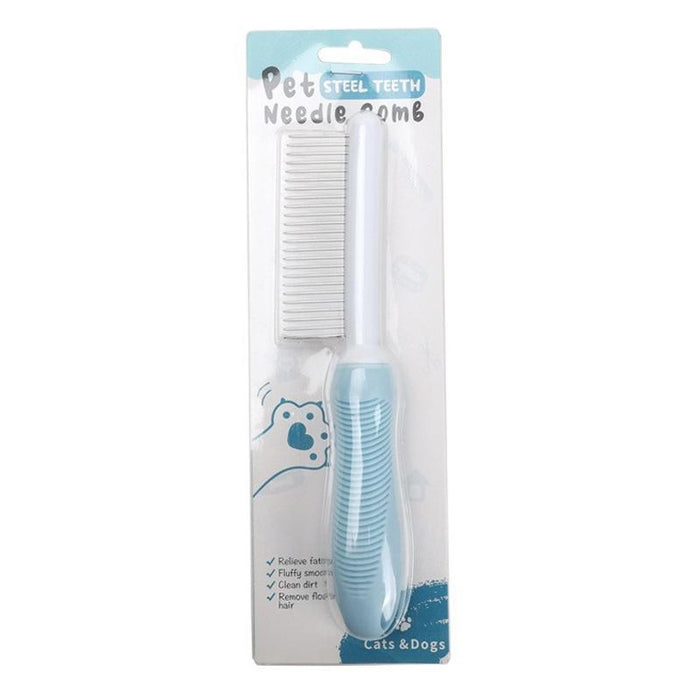 Pet Grooming Comb For Cats And Dogs Long And Short Teeth Blue