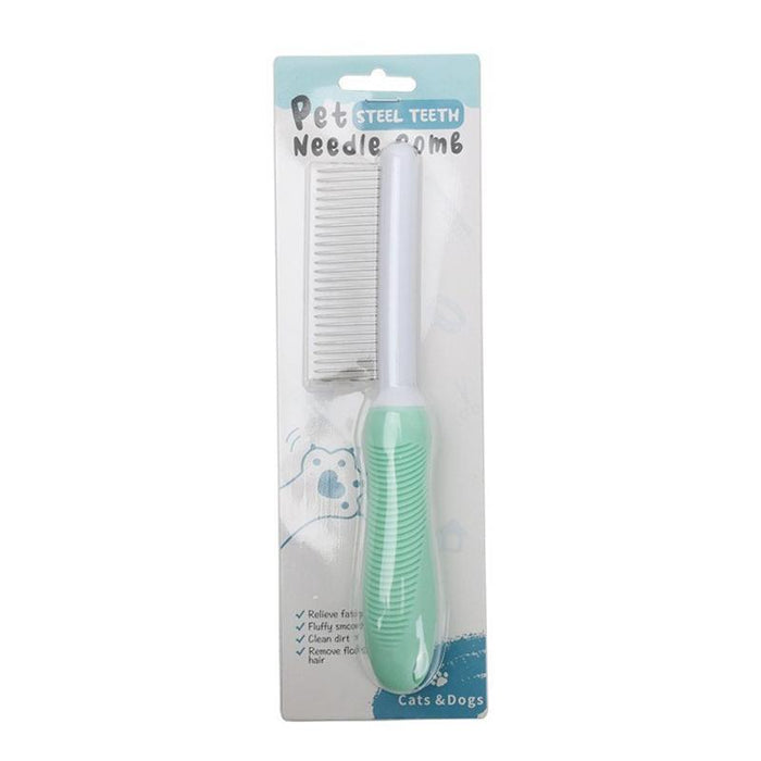 Pet Grooming Comb For Cats And Dogs Long And Short Teeth Blue