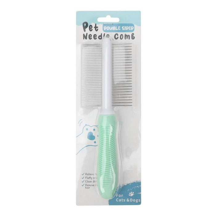 Pet Grooming Comb For Cats And Dogs Long And Short Teeth Blue