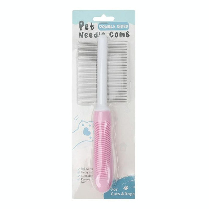 Pet Grooming Comb For Cats And Dogs Long And Short Teeth Blue