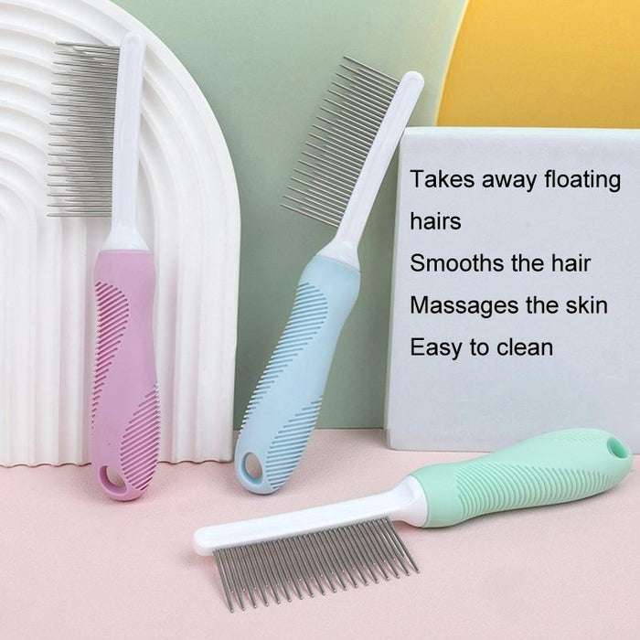 Pet Grooming Comb For Cats And Dogs Long And Short Teeth Blue