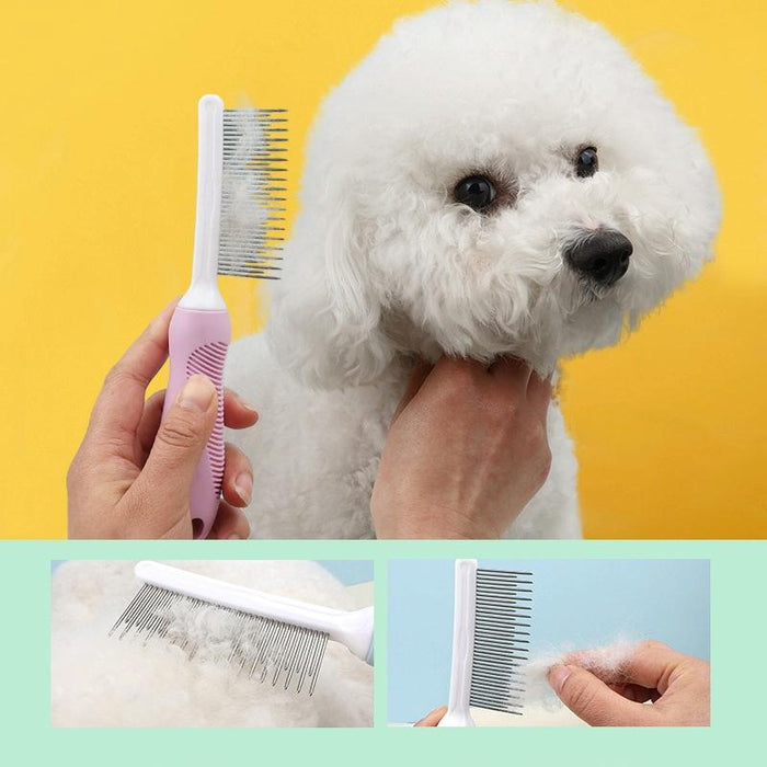 Pet Grooming Comb For Cats And Dogs Long And Short Teeth Blue