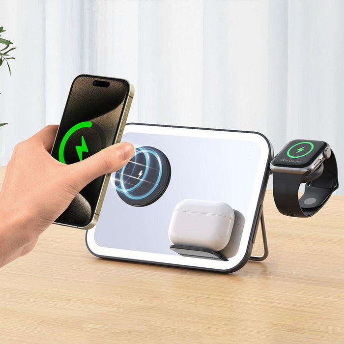 15W 3 In 1 Magnetic Led Makeup Mirror Charger