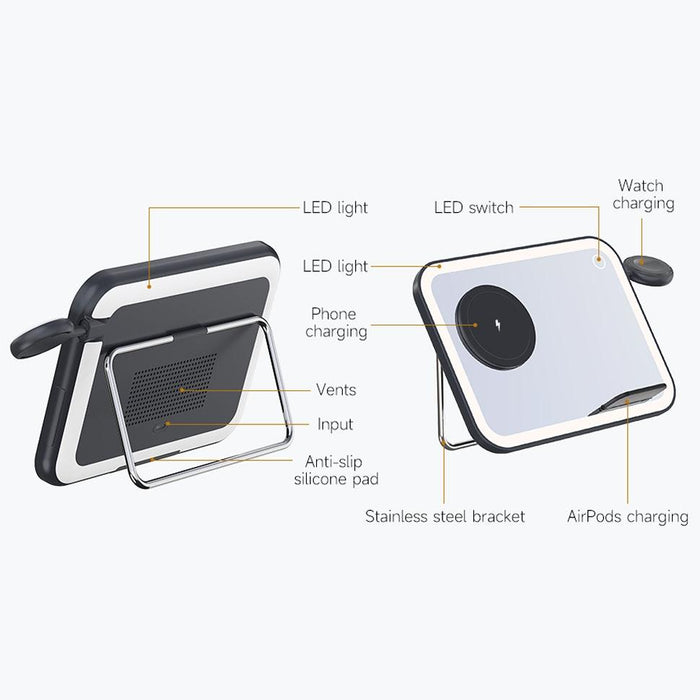 15W 3 In 1 Magnetic Led Makeup Mirror Charger