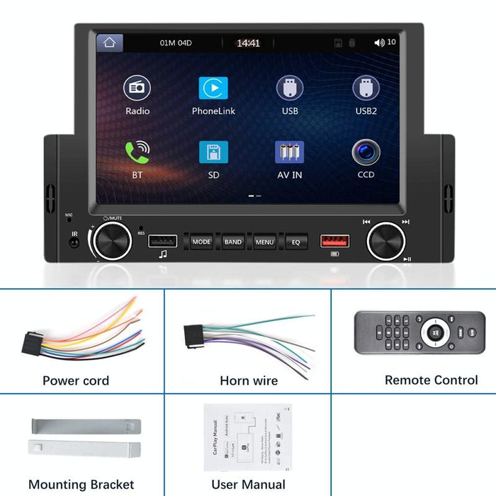 6.2 Inch Single Butt Carplay Car Monitor - Universal Wired Mp5 Player