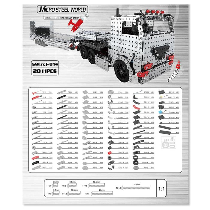 2011Pcs Mechanical Building Blocks Remote Control Trailer Model