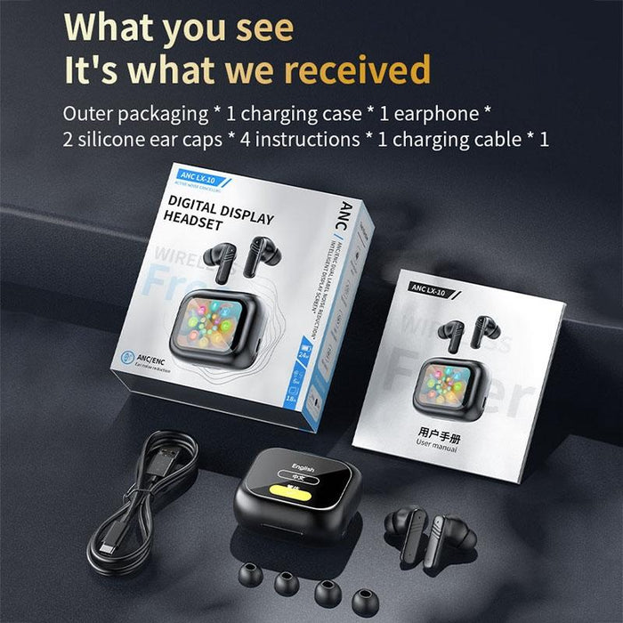 Lx-10 Full-Colour Touch Screen Anc & Enc Dual Noise Reduction In-Ear Wireless Bluetooth Earphones
