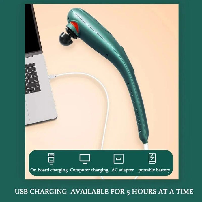 6-In-1 Handheld Massager 15 Modes Heating & Vibration Green