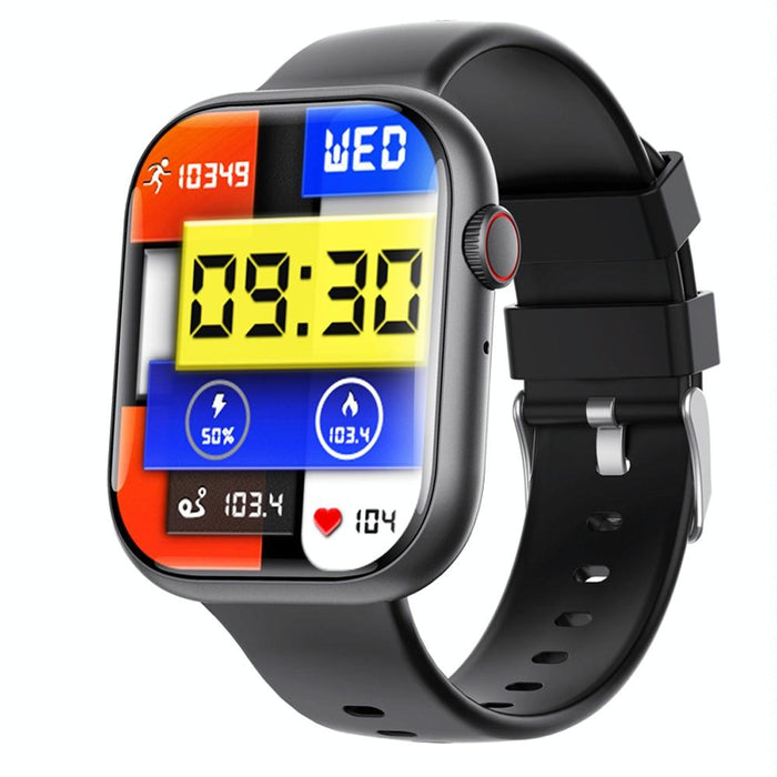 2.1 Inch Smart Watch With Blood Sugar / Oxygen Monitoring Sos Alarm 100+ Sports Modes Black