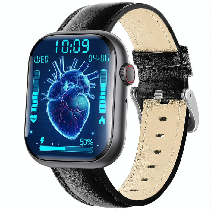 2.1 Inch Smart Watch With Blood Sugar / Oxygen Monitoring Sos Alarm 100+ Sports Modes Black