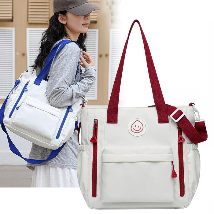 Versatile Contrast Shoulder Bag For Students