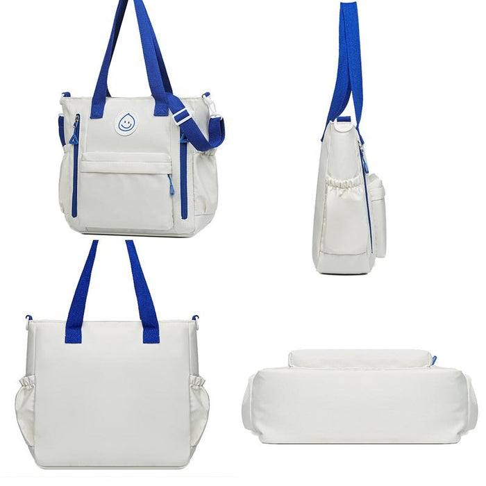 Versatile Contrast Shoulder Bag For Students