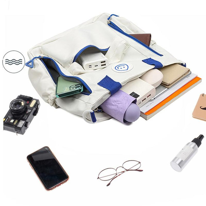 Versatile Contrast Shoulder Bag For Students