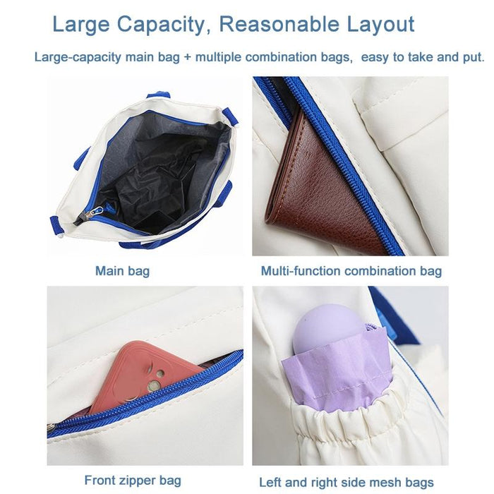 Versatile Contrast Shoulder Bag For Students