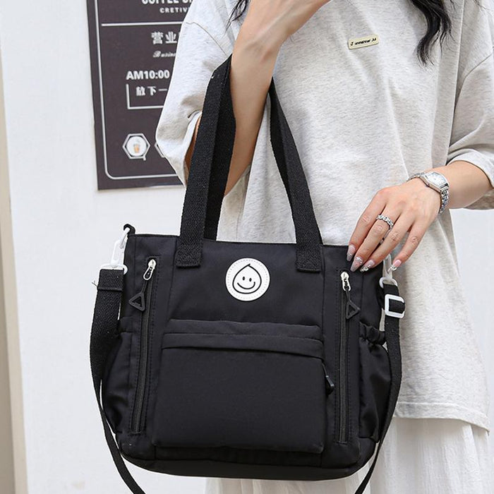 Versatile Contrast Shoulder Bag For Students