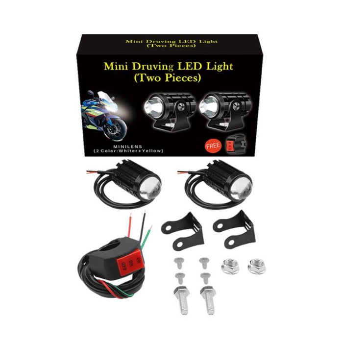 1Pair 12V - 85V Motorcycle Headlights Dual - Colour Automotive Led Working Headlights Colour: White + White Light With Flashing
